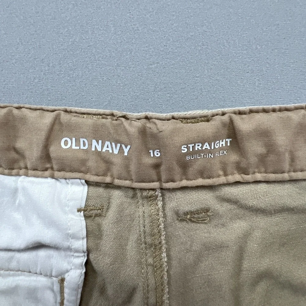 Old Navy Straight Built In Flex Uniform Pants Boys 16 Beige Cotton Flat Front